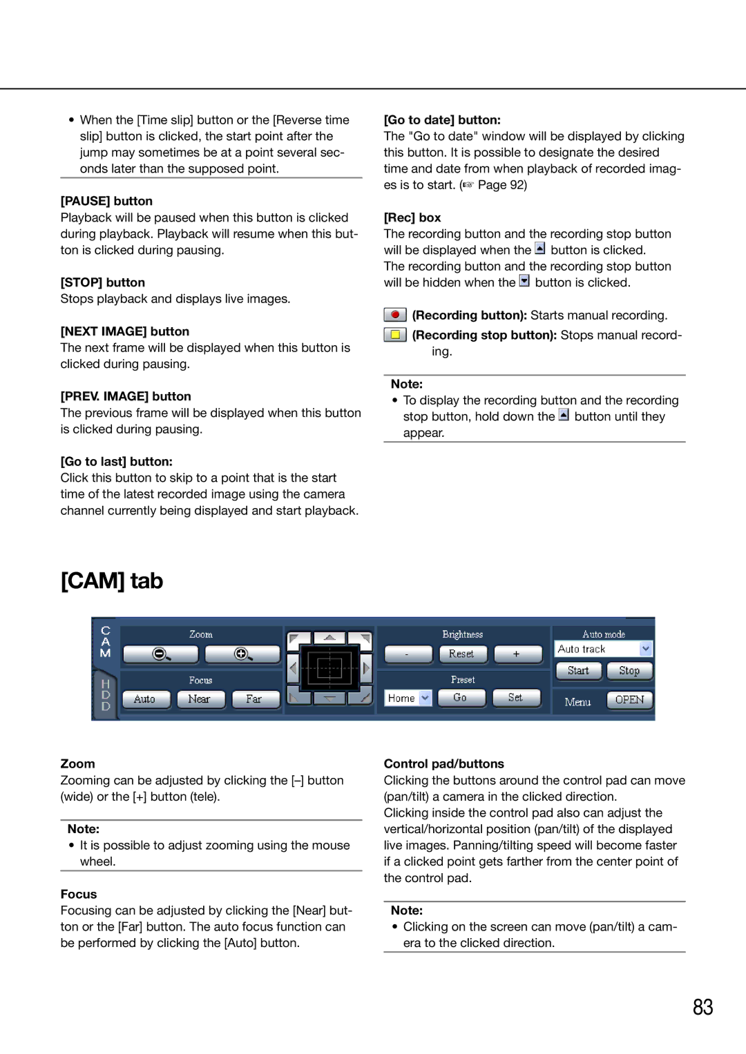 Panasonic WJ-HD716K/G, WJ-HD616K/G manual CAM tab 