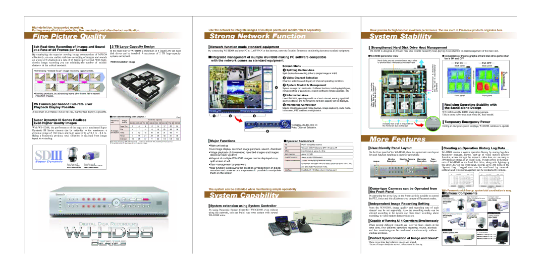 Panasonic WJ-HD88G5, WJ-HD88 Series Network function made standard equipment, Strengthened Hard Disk Drive Heat Management 