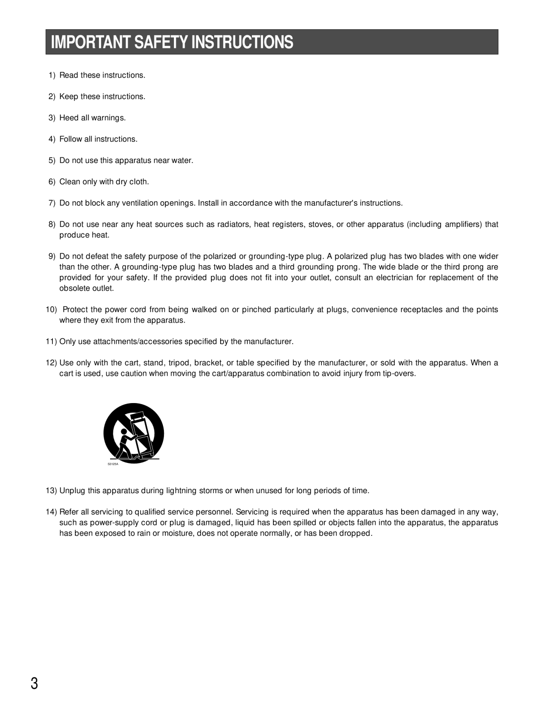 Panasonic WJ-MP204C manual Important Safety Instructions 