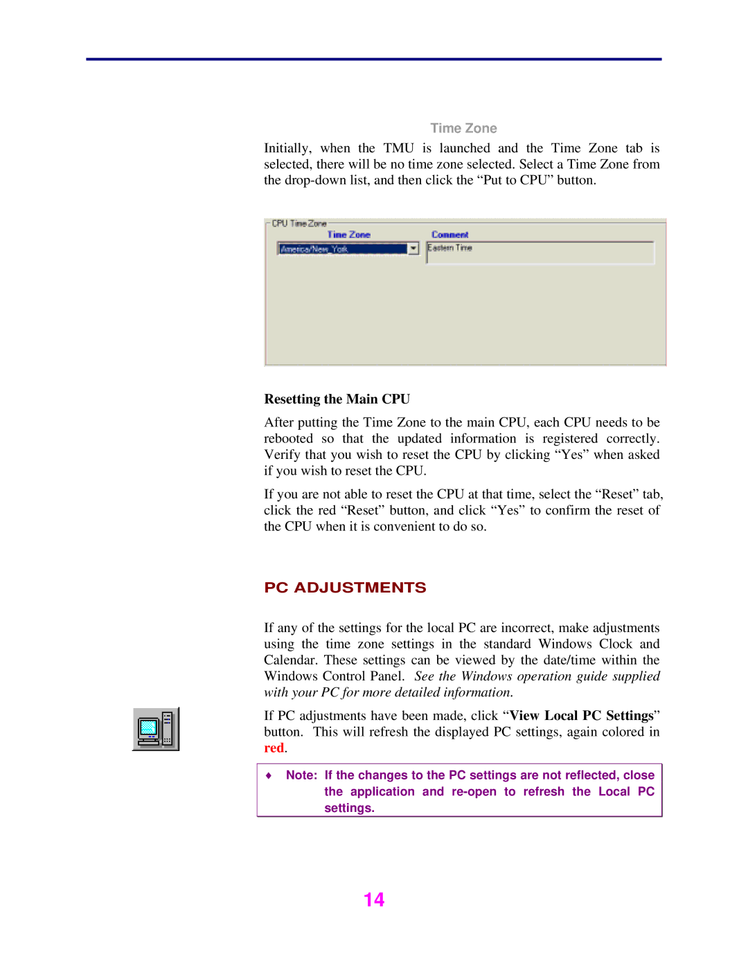 Panasonic WJ-MPU955 manual Time Zone, Resetting the Main CPU 