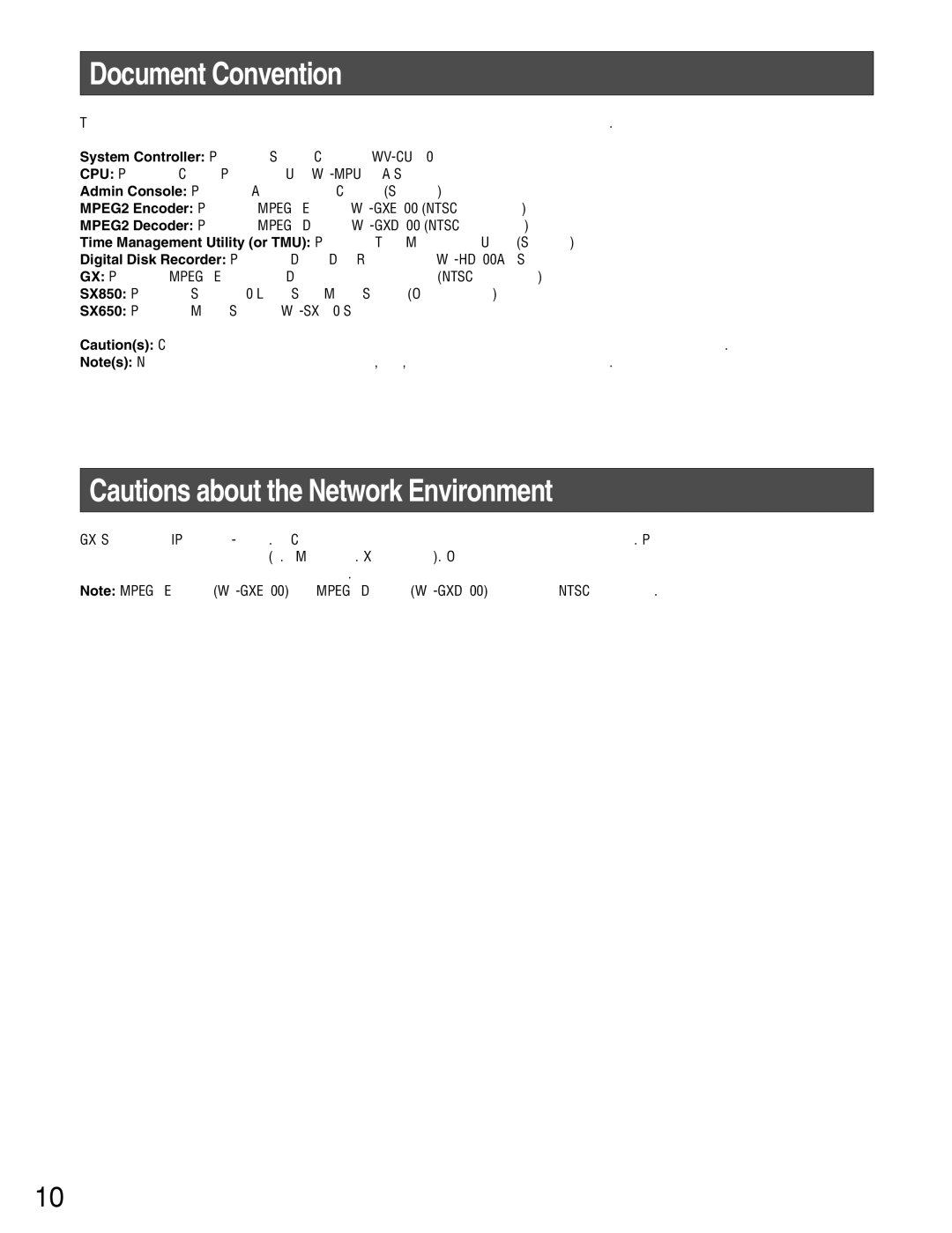 Panasonic WJ-MPU955A manual Document Convention 