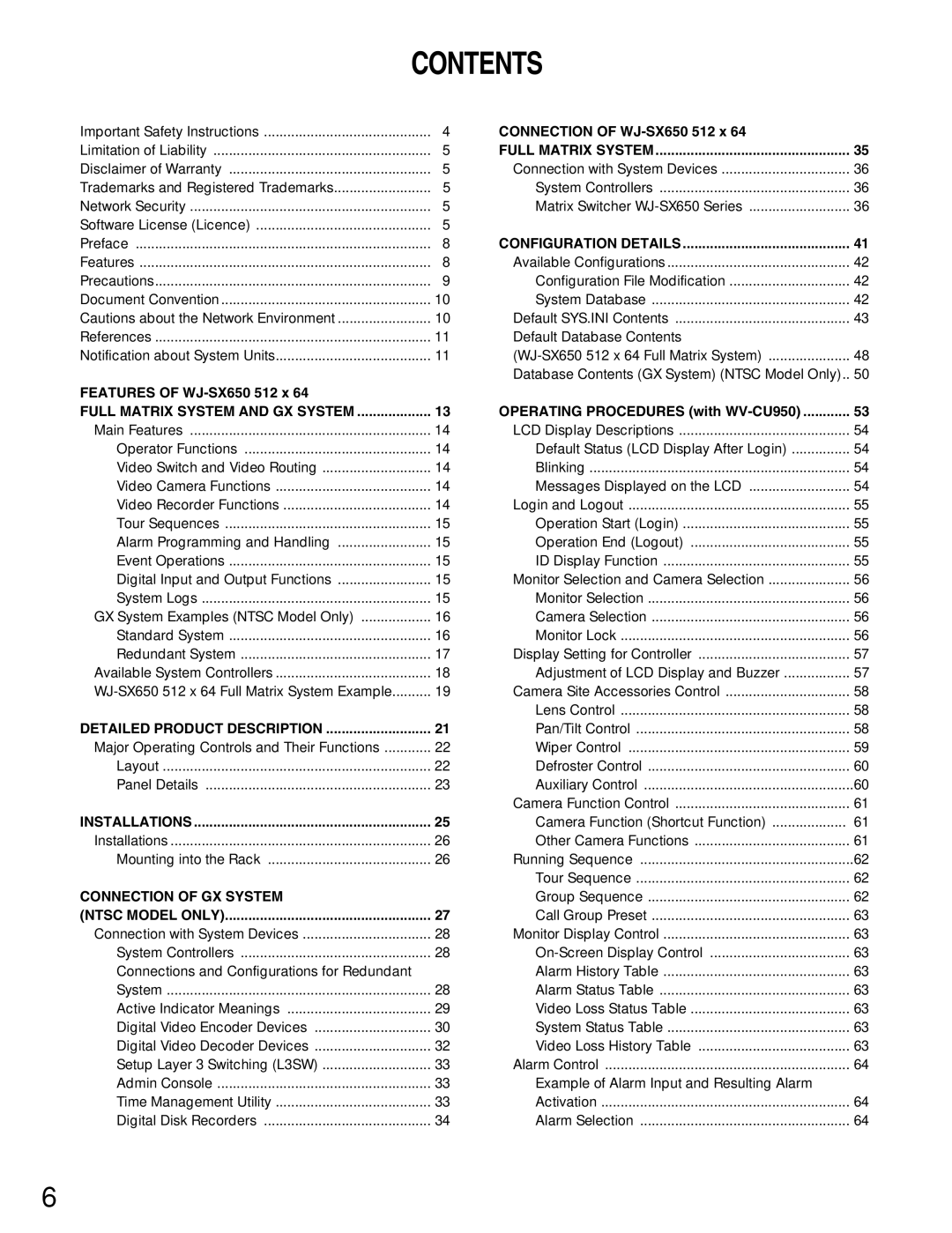 Panasonic WJ-MPU955A manual Contents 