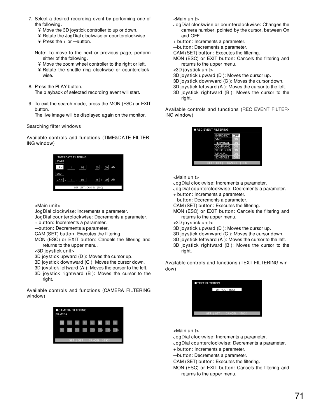 Panasonic WJ-MPU955A manual Main unit 