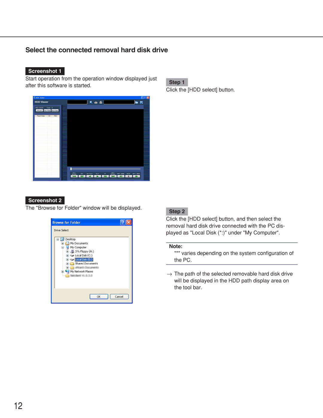 Panasonic WJ-ND200 manual Select the connected removal hard disk drive 