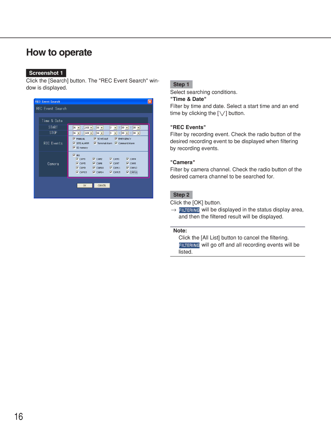 Panasonic WJ-ND200 manual How to operate, Time & Date, REC Events, Camera 