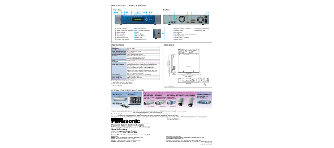 Panasonic WJ-ND300 manual Panasonic System Solutions Company, Security Systems 