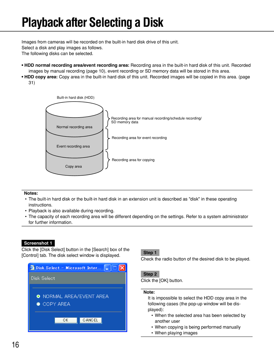 Panasonic WJ-ND300A operating instructions Playback after Selecting a Disk, Step 