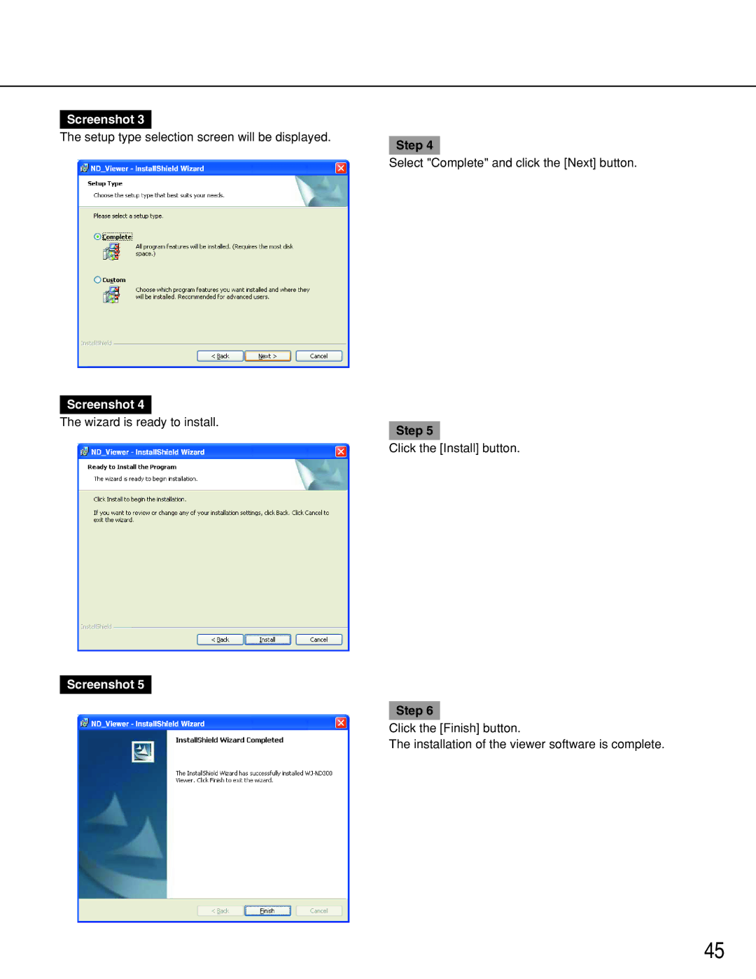 Panasonic WJ-ND300A operating instructions Setup type selection screen will be displayed 