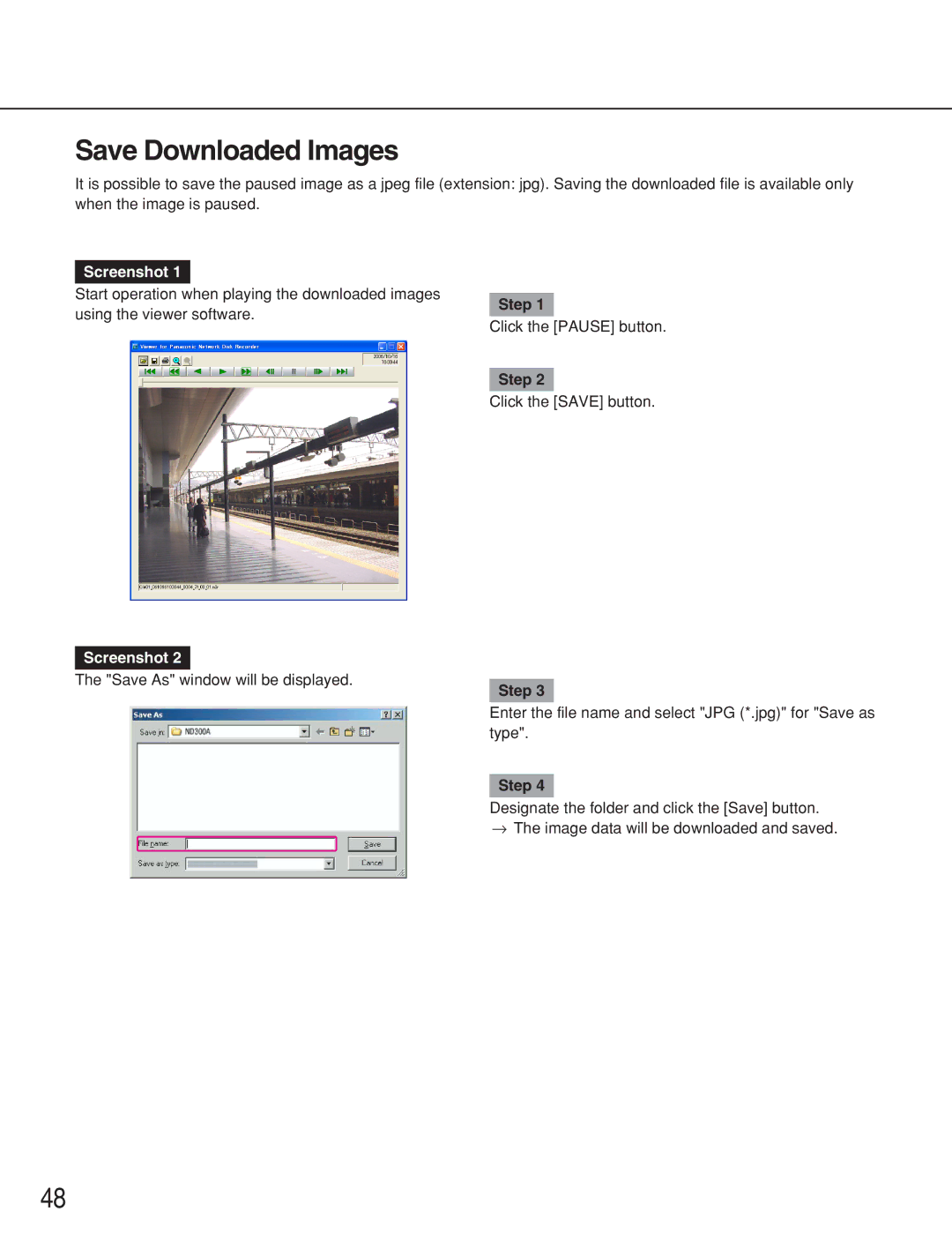 Panasonic WJ-ND300A operating instructions Save Downloaded Images 