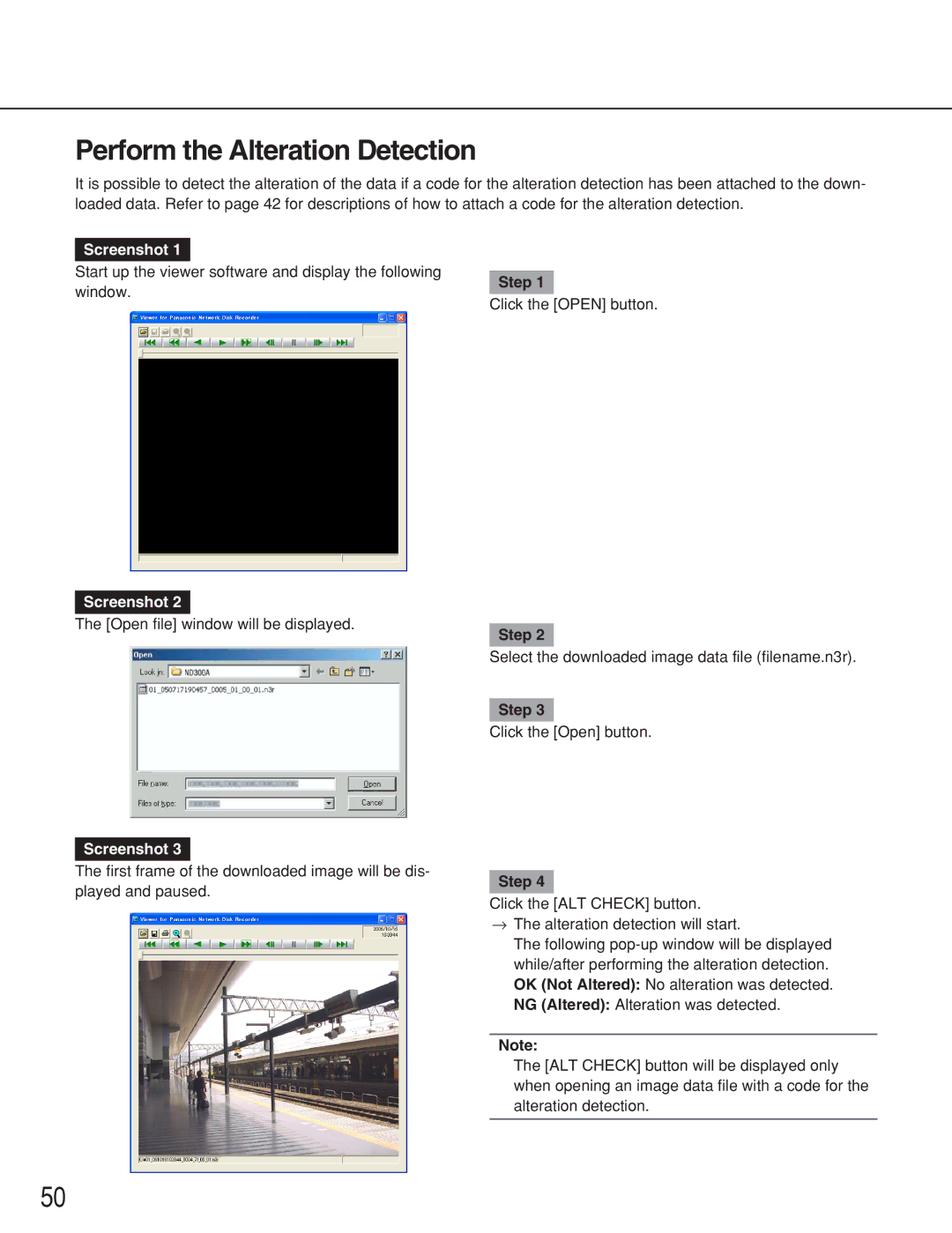 Panasonic WJ-ND300A operating instructions Perform the Alteration Detection 