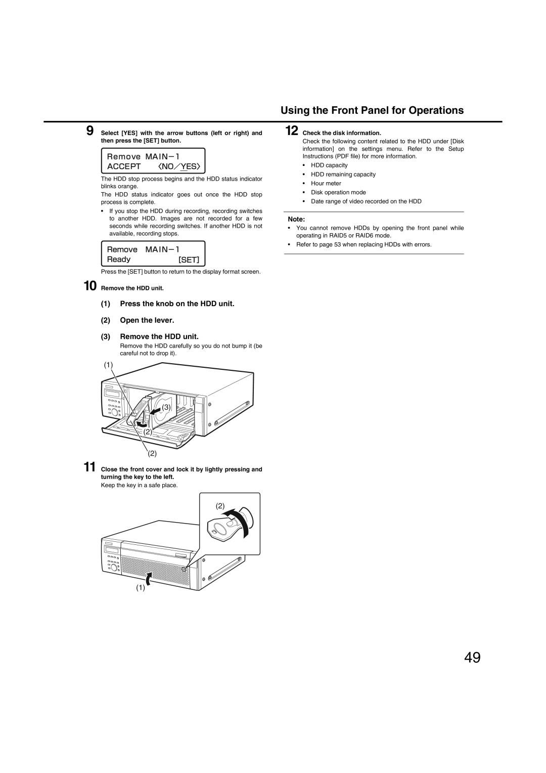 Panasonic WJ-ND400 manual Remove the HDD unit, Check the disk information 