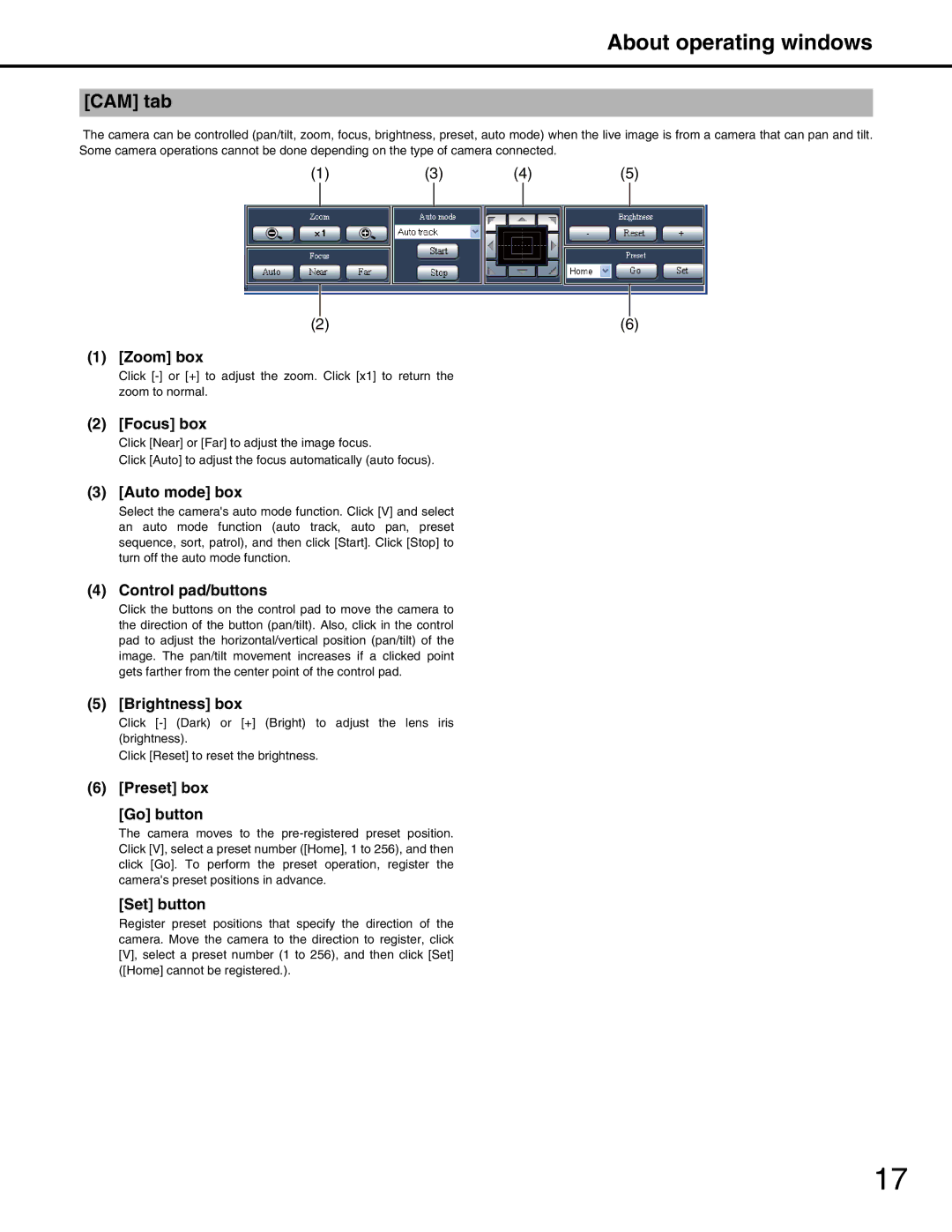 Panasonic WJ-ND400 manual CAM tab 