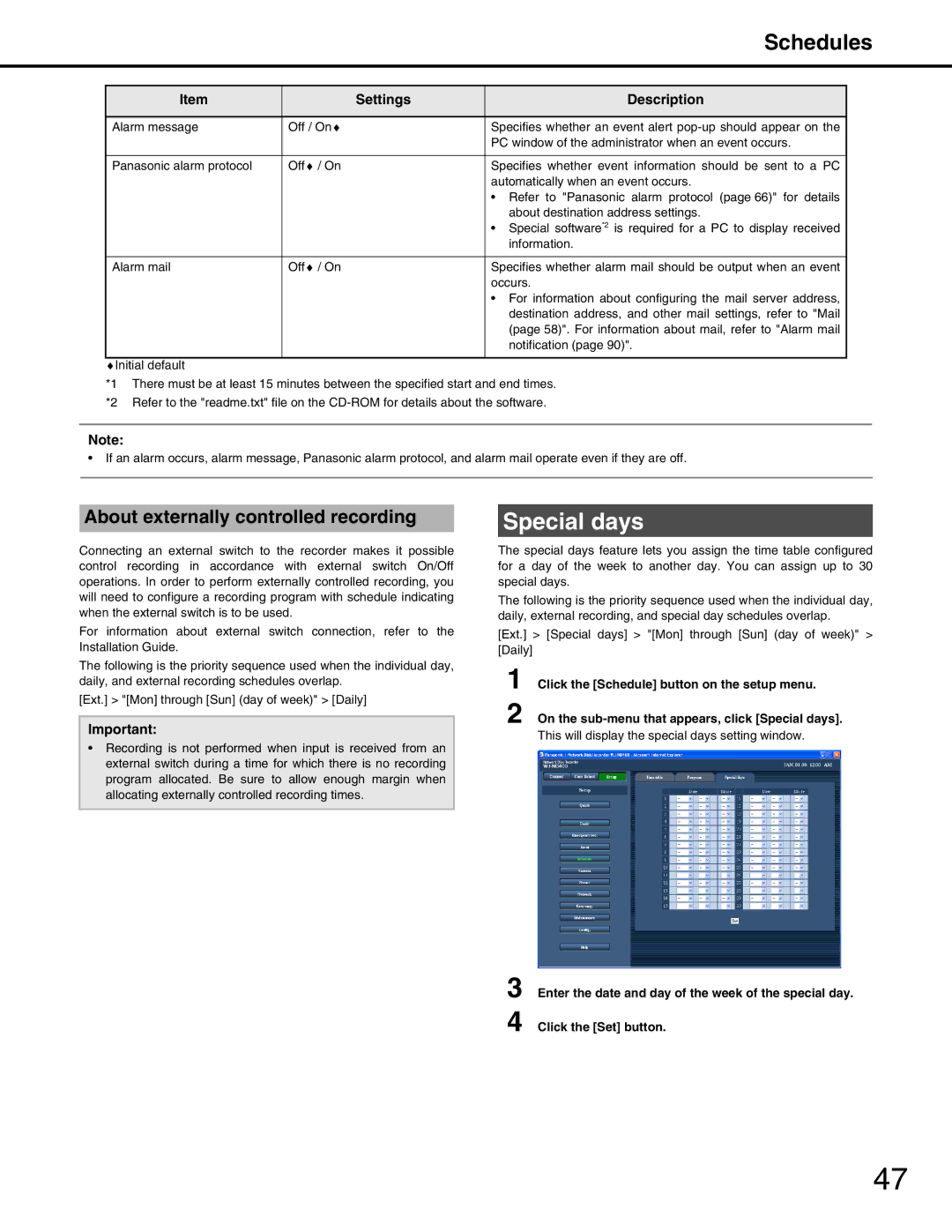 Panasonic WJ-ND400 manual About externally controlled recording 