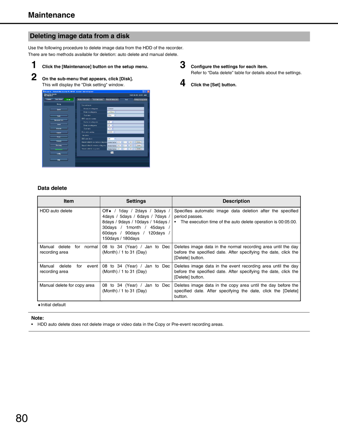 Panasonic WJ-ND400 manual Deleting image data from a disk, Data delete 