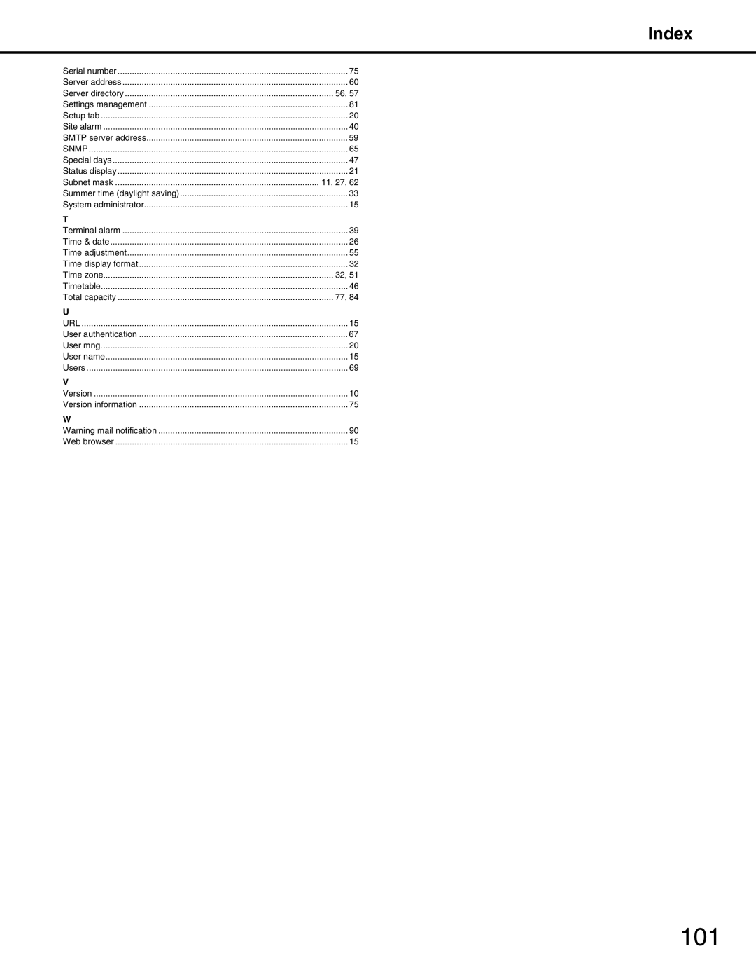 Panasonic WJ-ND400 manual 101, Index 