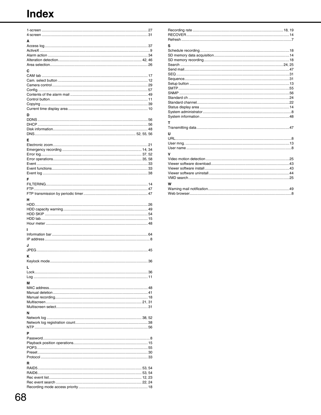 Panasonic WJ-ND400 manual Index, Dns 