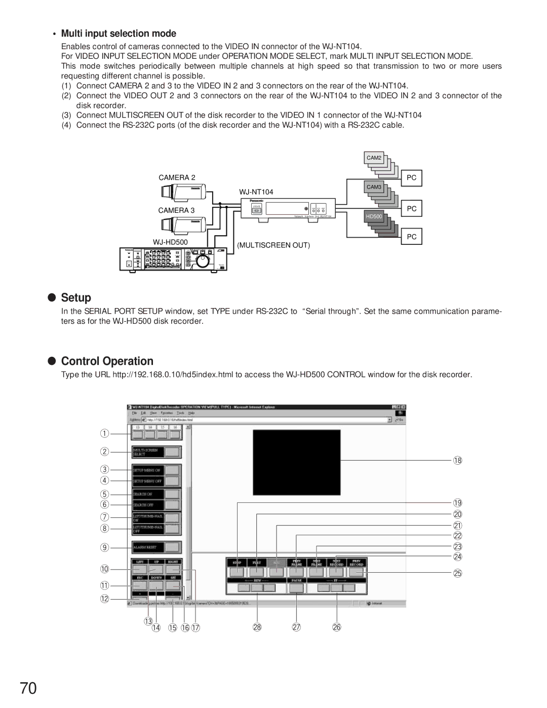 Panasonic WJ-NT104 operating instructions Multi input selection mode, 5!6!7 @8 @7 @6 