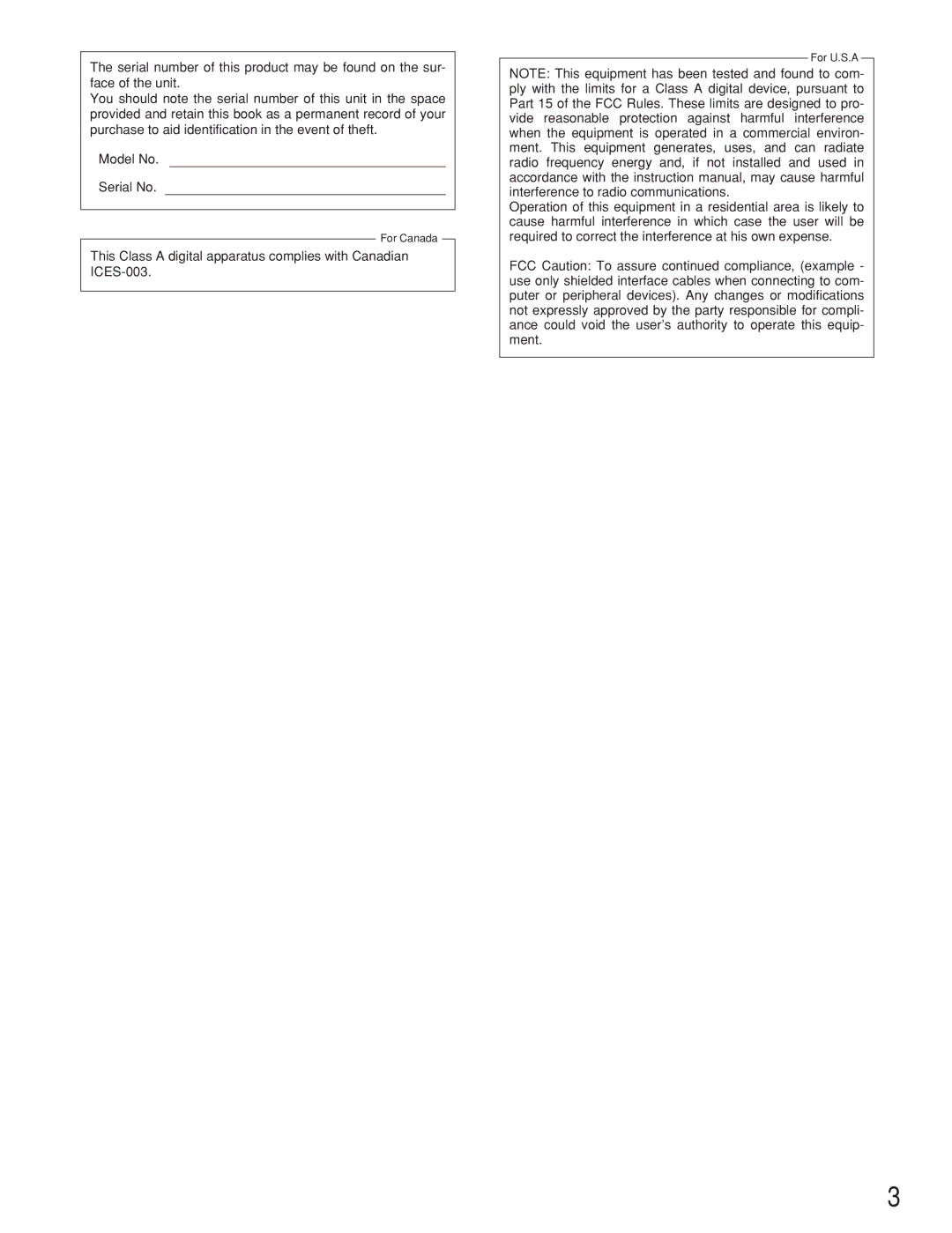 Panasonic WJ-NT304 operating instructions For Canada 