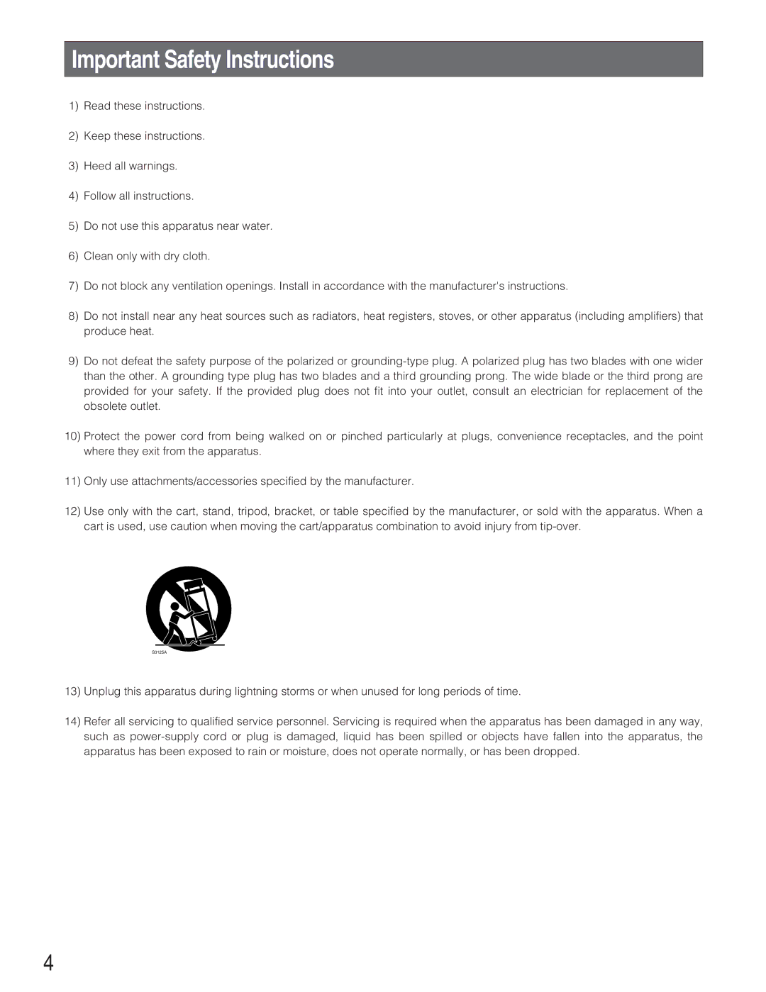 Panasonic WJ-NT304 manual Important Safety Instructions 