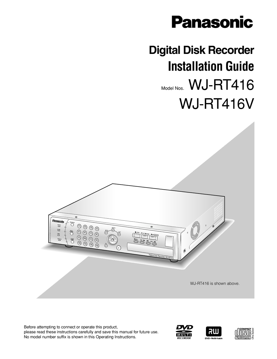 Panasonic WJ-RT416V manual 