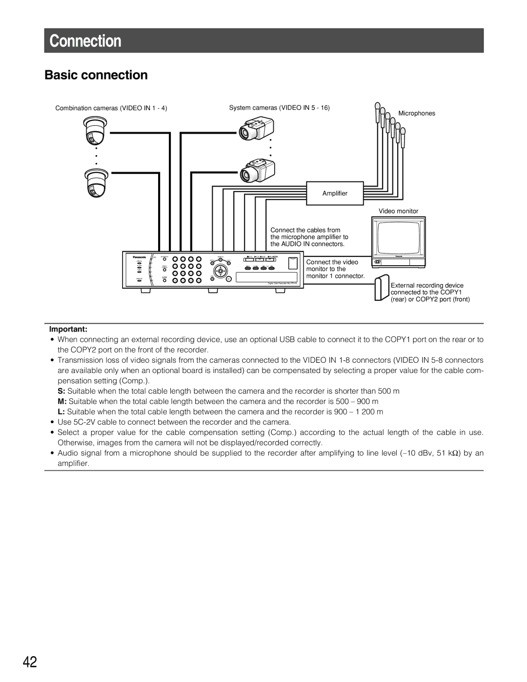 Panasonic WJ-RT416V manual Connection, Basic connection 