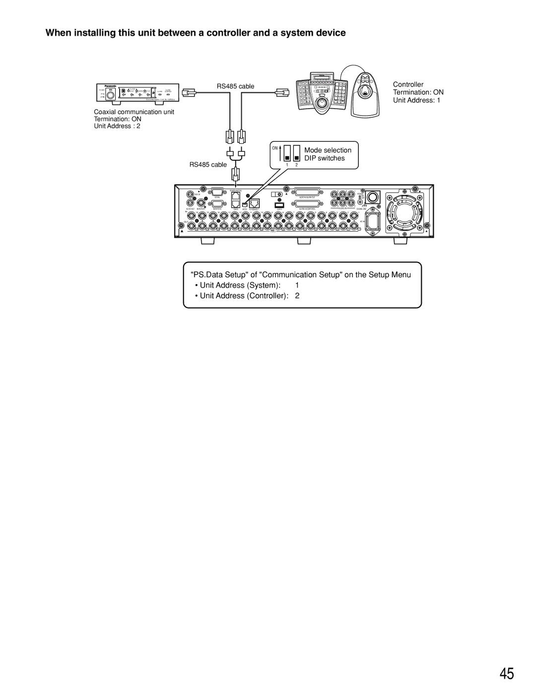 Panasonic WJ-RT416V manual DIP switches 