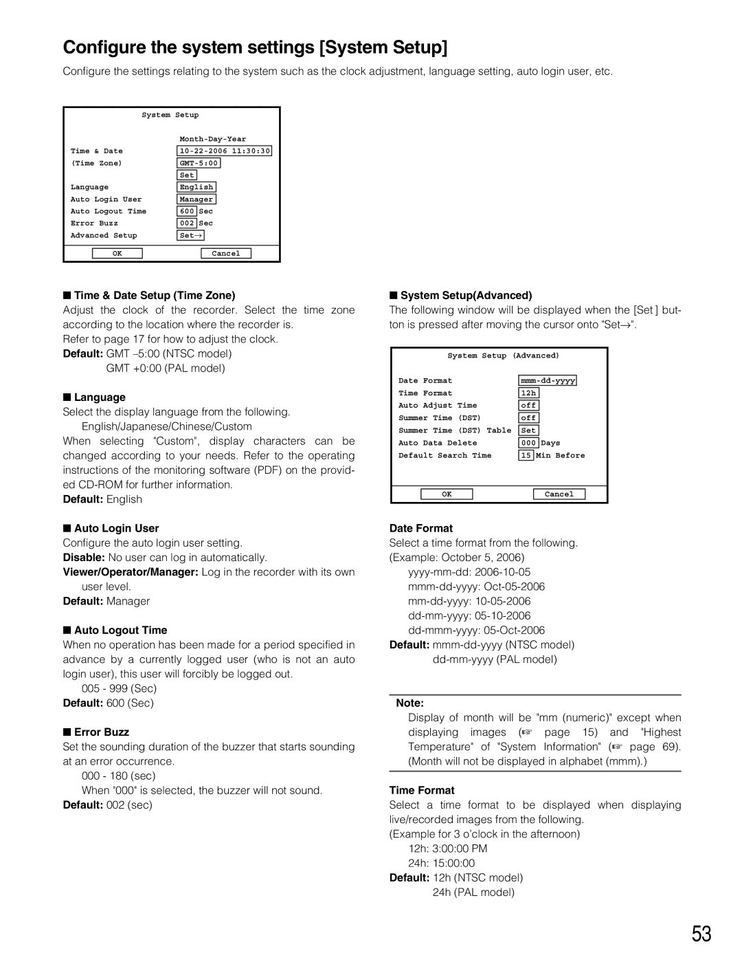 Panasonic WJ-RT416V manual Configure the system settings System Setup 