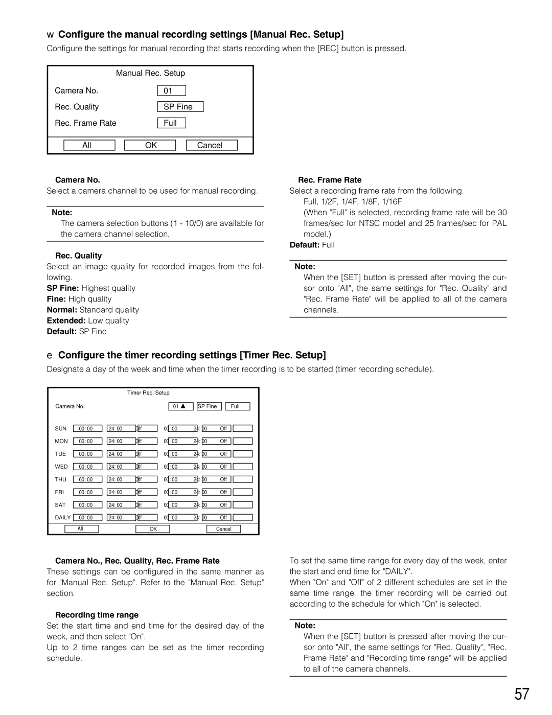 Panasonic WJ-RT416V Configure the manual recording settings Manual Rec. Setup 