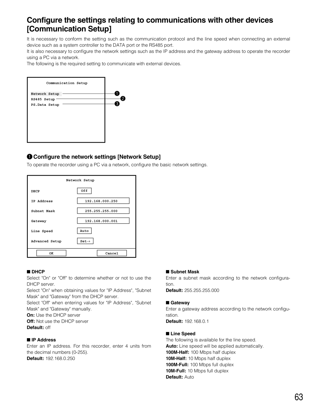 Panasonic WJ-RT416V manual Configure the network settings Network Setup 