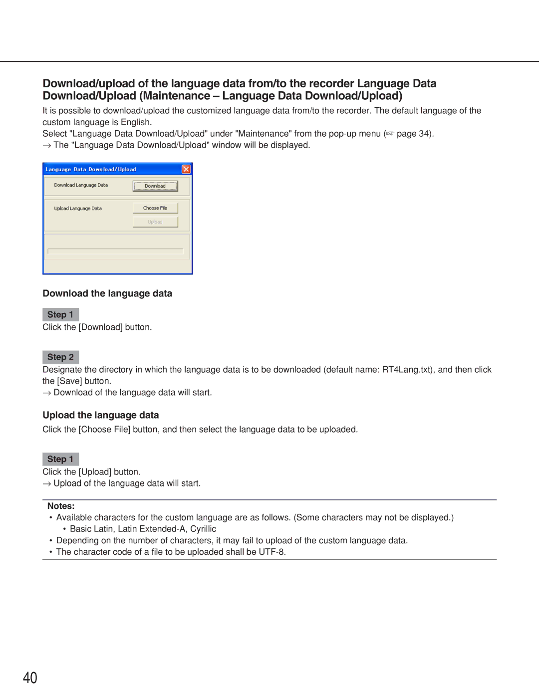 Panasonic WJ-RT416 manual Download the language data 