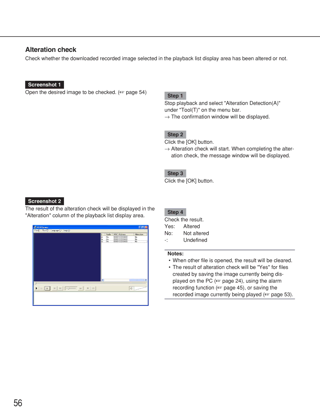 Panasonic WJ-RT416 manual Alteration check 