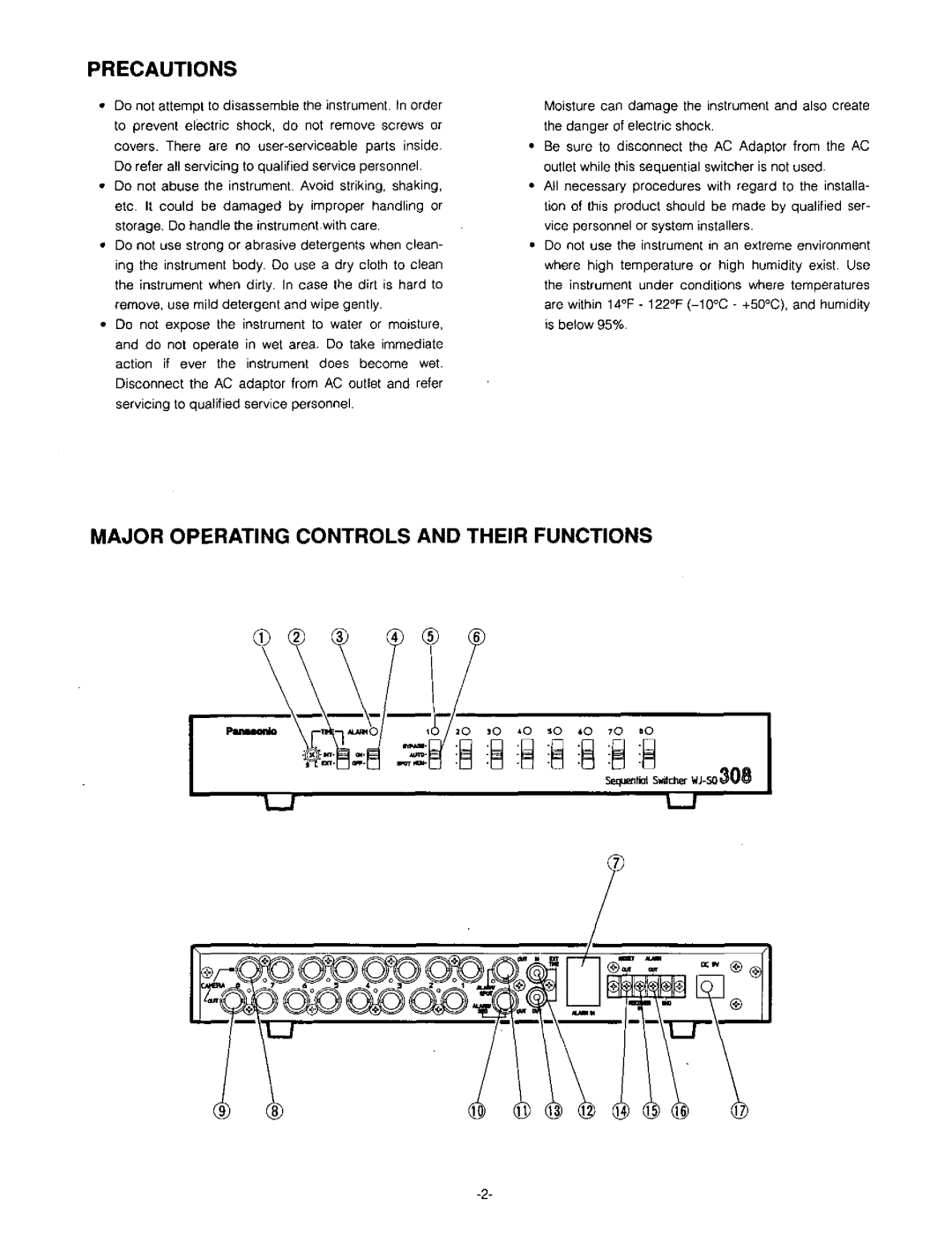 Panasonic WJ-SQ308 manual 