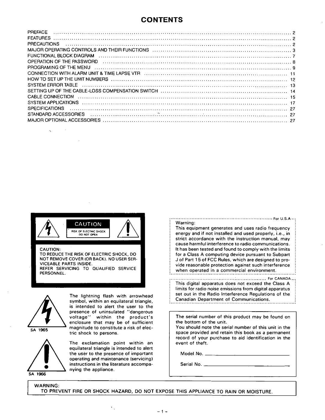 Panasonic WJ-SQ508 manual 