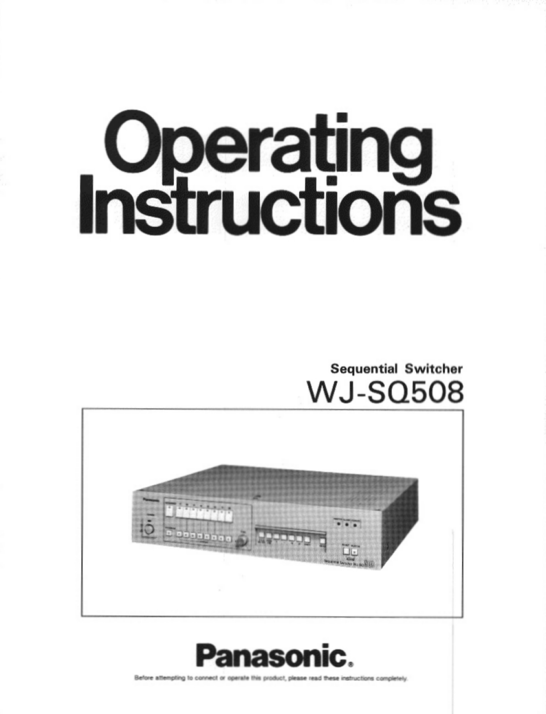 Panasonic WJ-SQ508 manual 