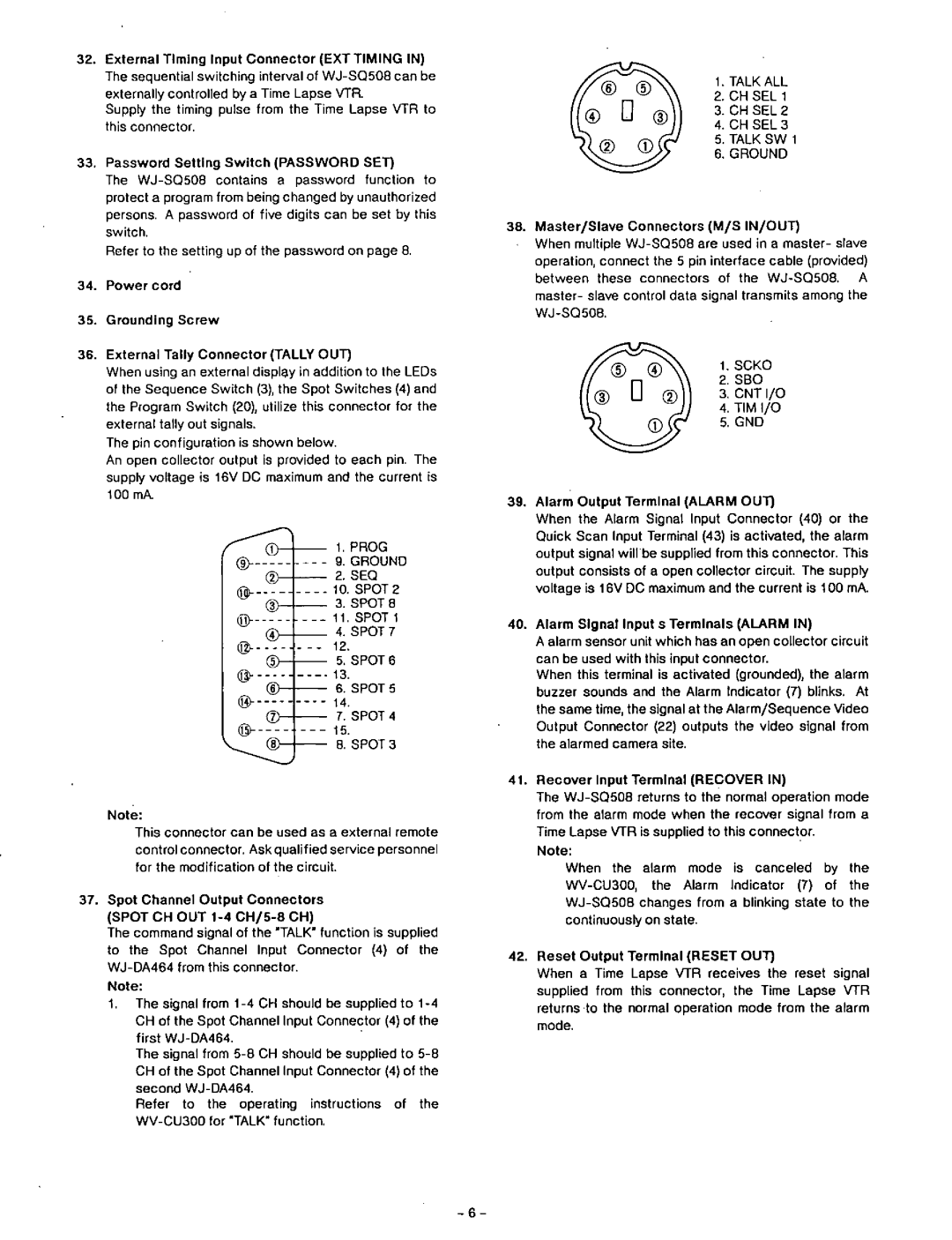 Panasonic WJ-SQ508 manual 