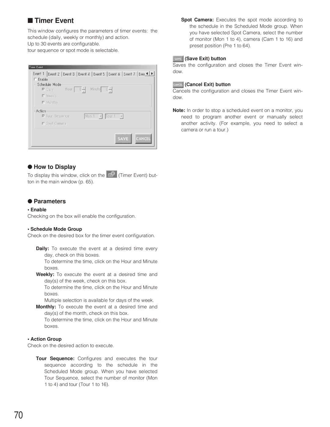 Panasonic WJ-SX 150 manual Enable, Schedule Mode Group, Action Group 