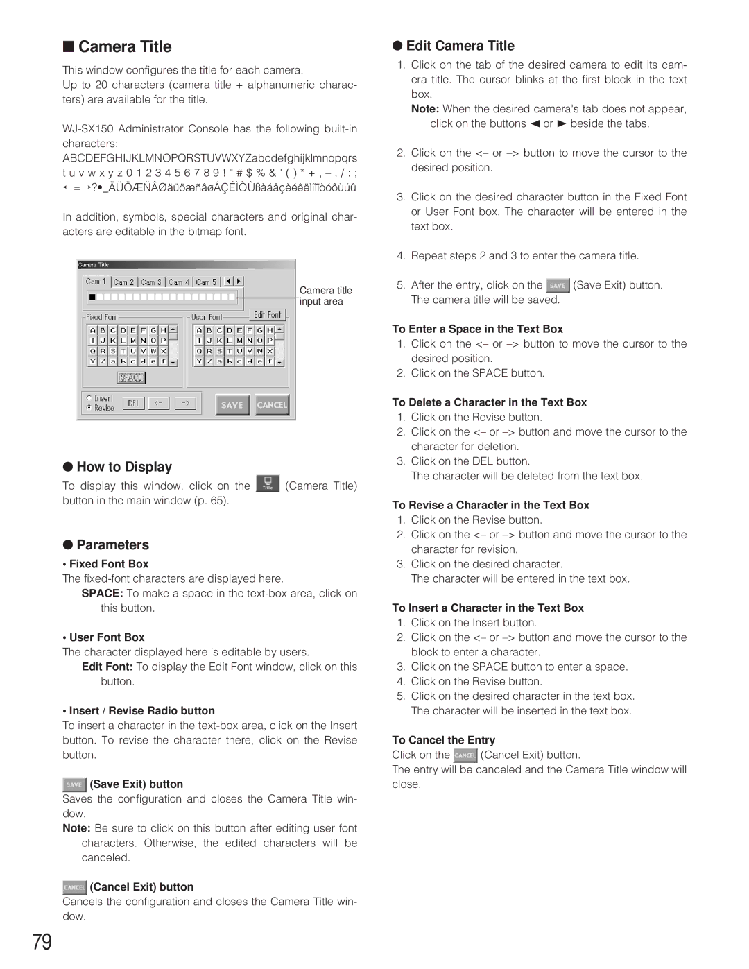 Panasonic WJ-SX 150 manual Edit Camera Title 