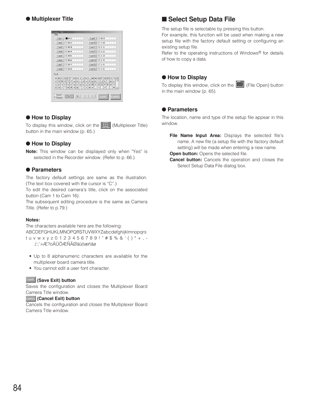 Panasonic WJ-SX 150 manual Select Setup Data File, Multiplexer Title How to Display 