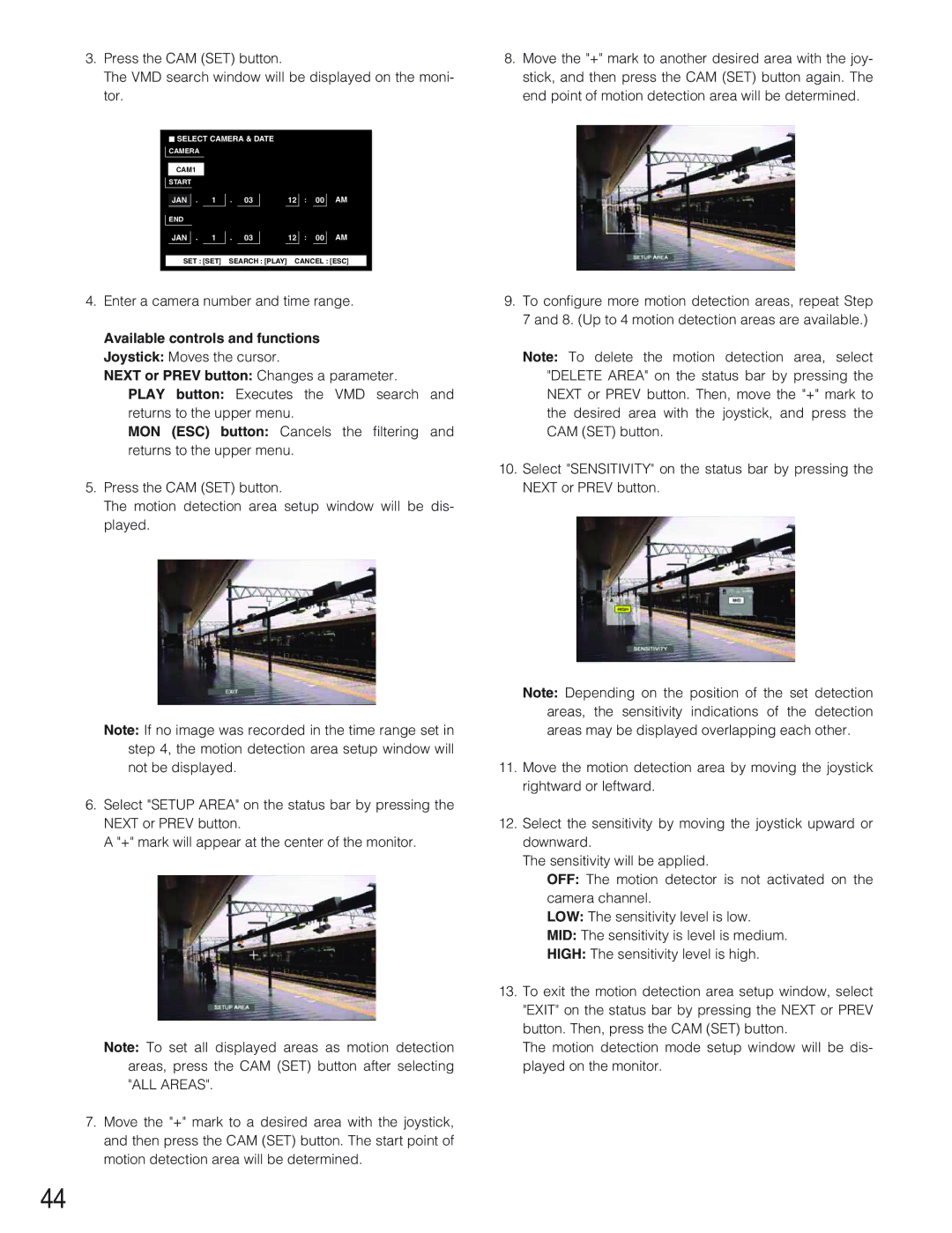 Panasonic WJ-SX 150A manual Enter a camera number and time range 