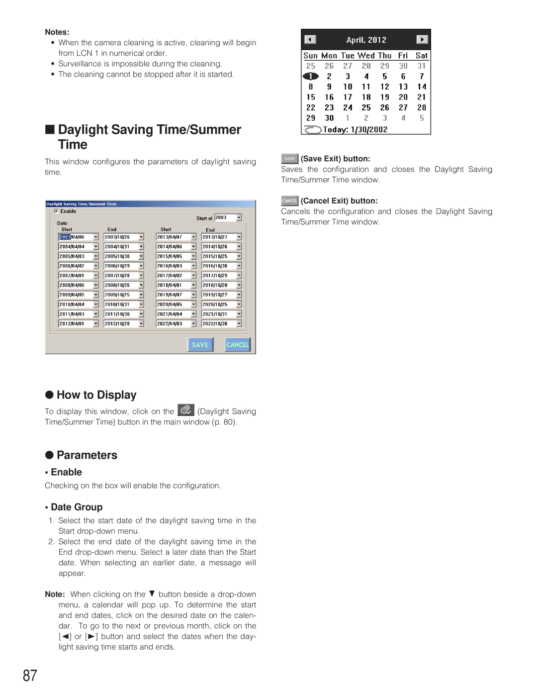 Panasonic WJ-SX 150A manual Daylight Saving Time/Summer Time, Date Group 