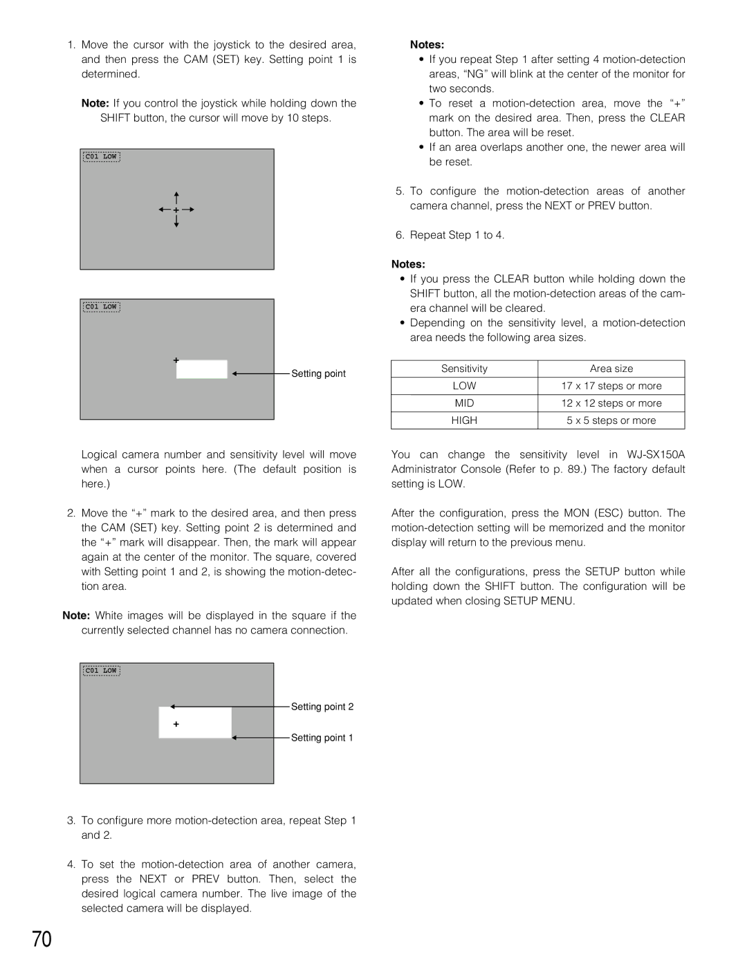 Panasonic WJ-SX150A manual Low 