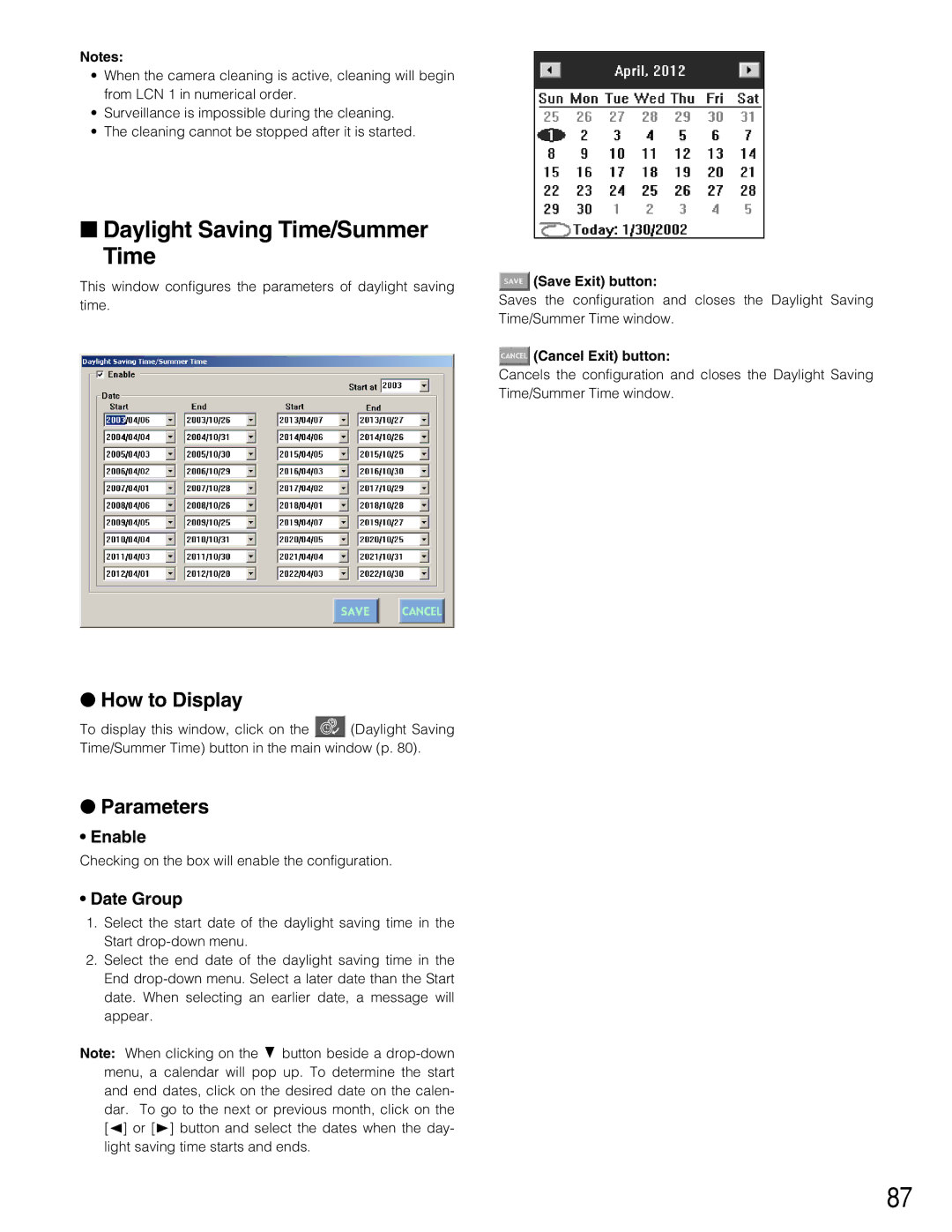 Panasonic WJ-SX150A manual Daylight Saving Time/Summer Time, Date Group 