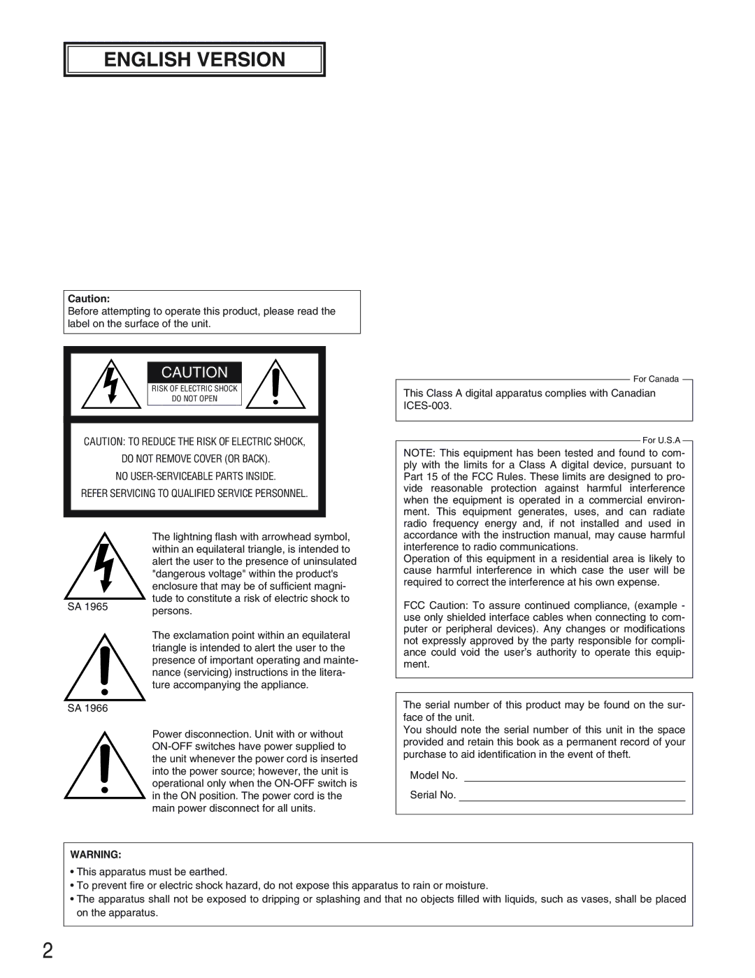 Panasonic WJ-SX650 manual English Version 