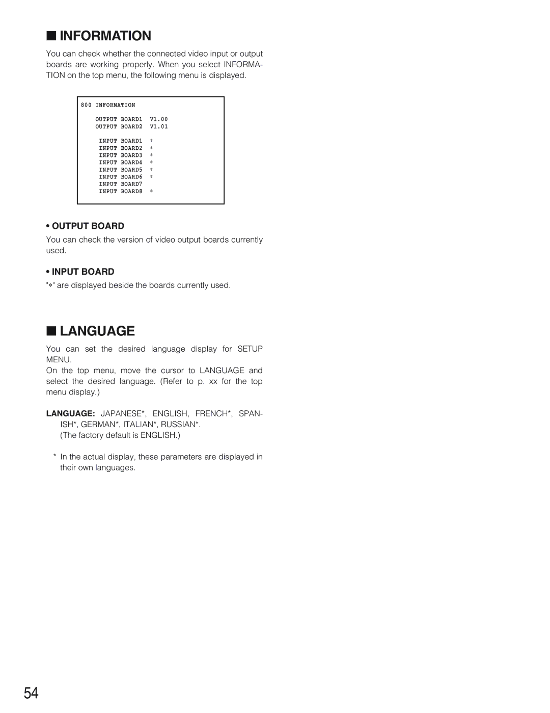 Panasonic WJ-SX650 manual Information 