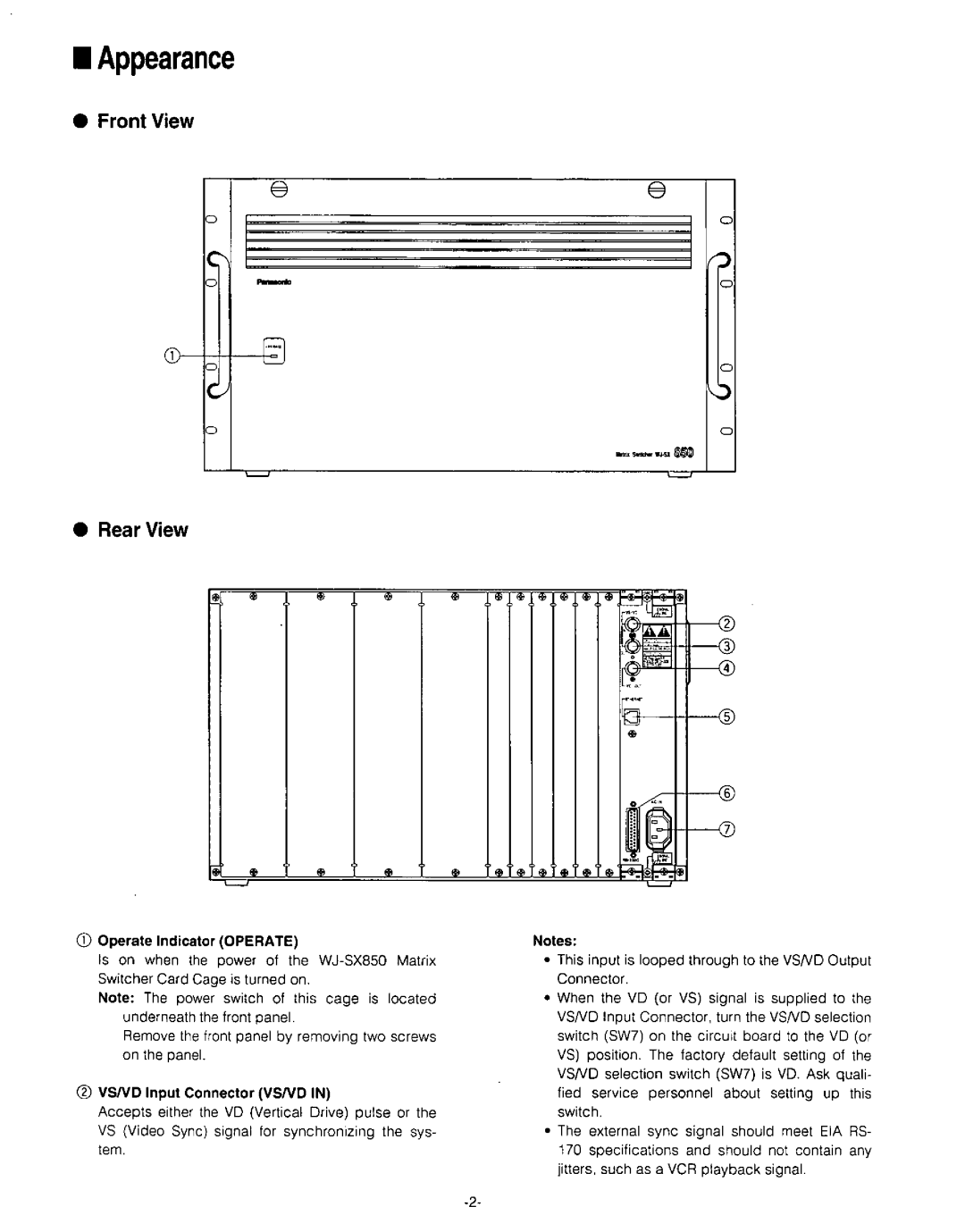 Panasonic WJ-SX850 manual 