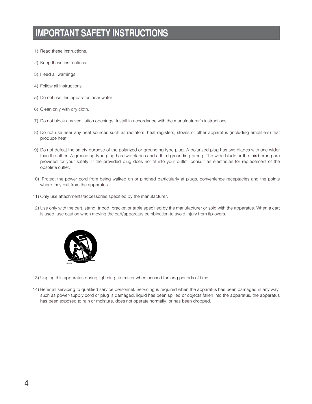 Panasonic WR-XS3P operating instructions Important Safety Instructions 