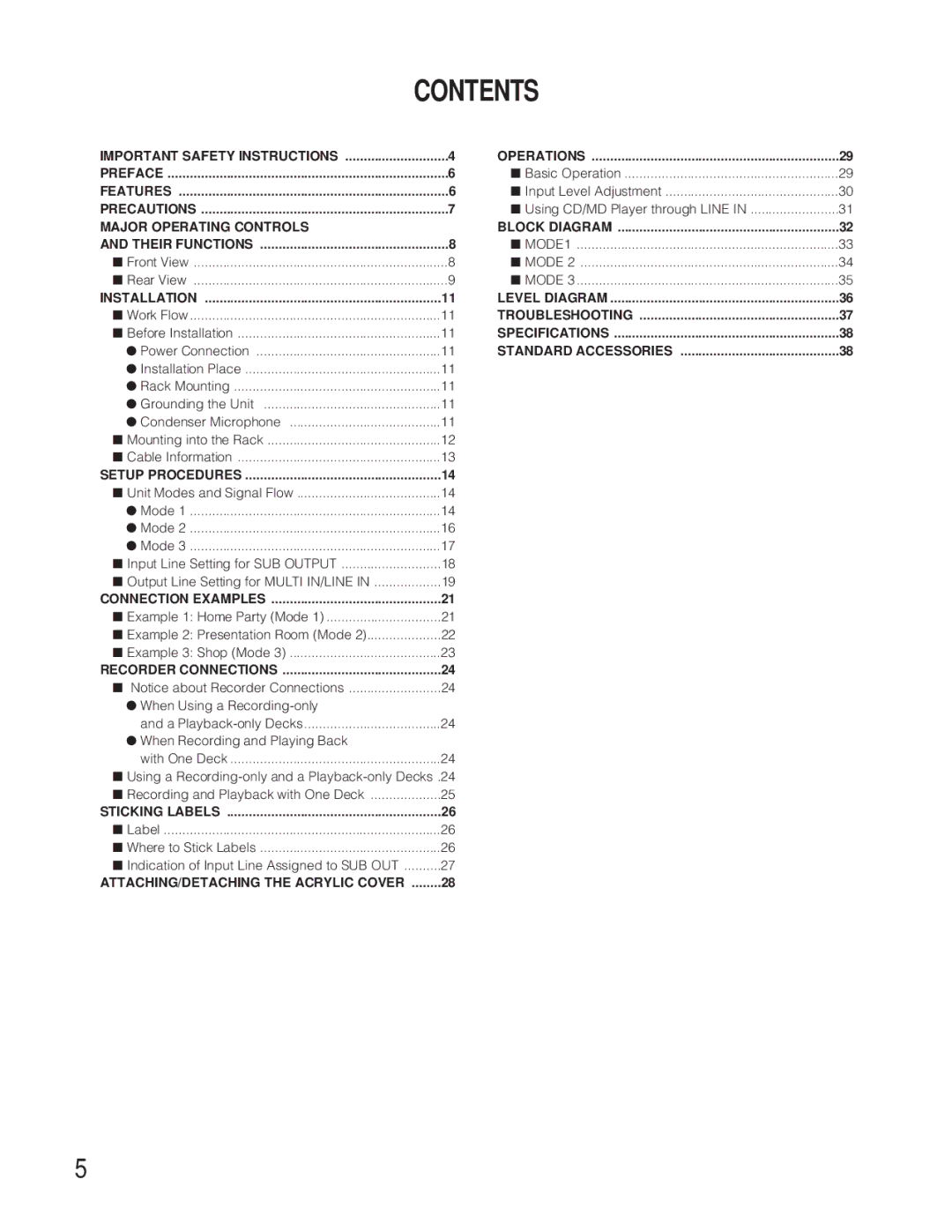 Panasonic WR-XS3P operating instructions Contents 