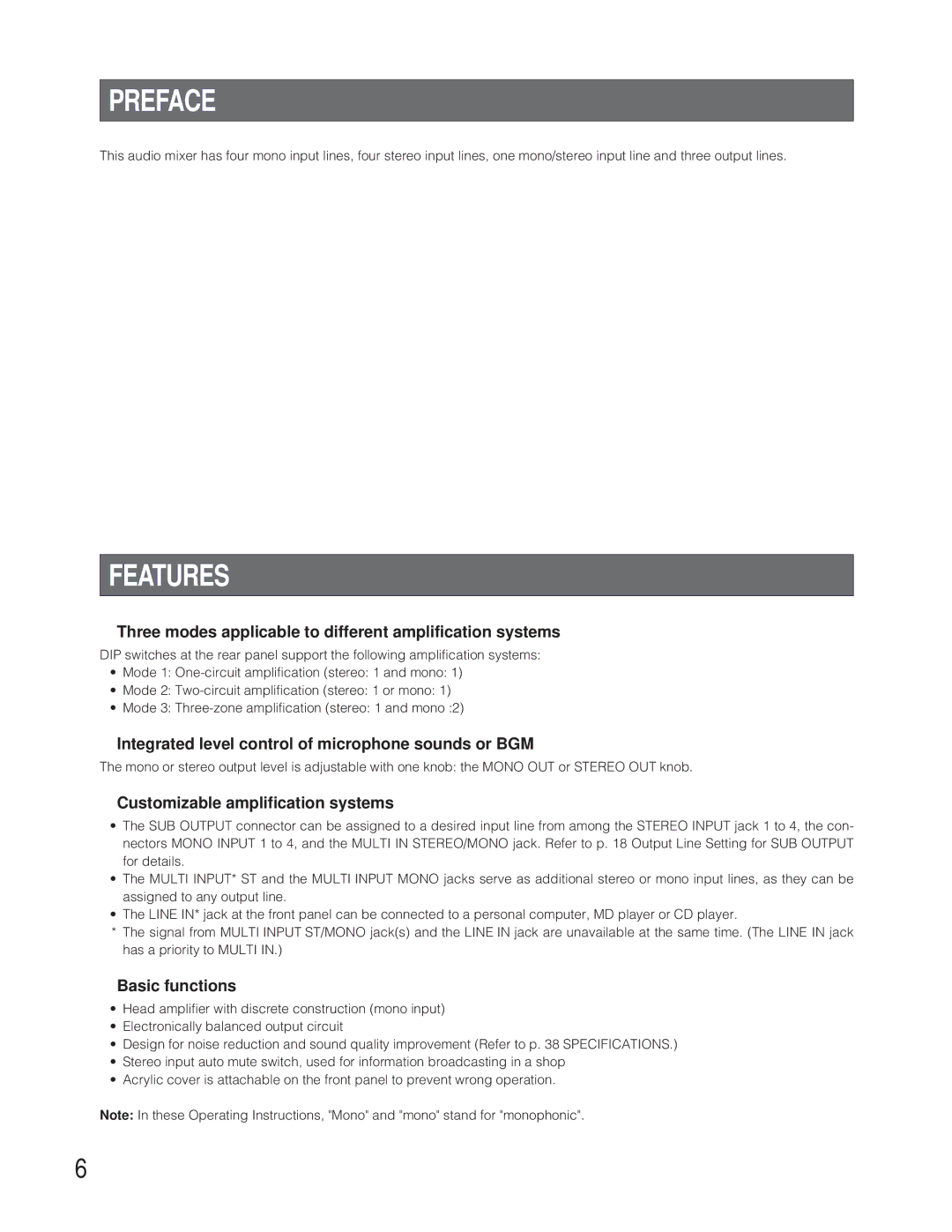 Panasonic WR-XS3P operating instructions Preface, Features 