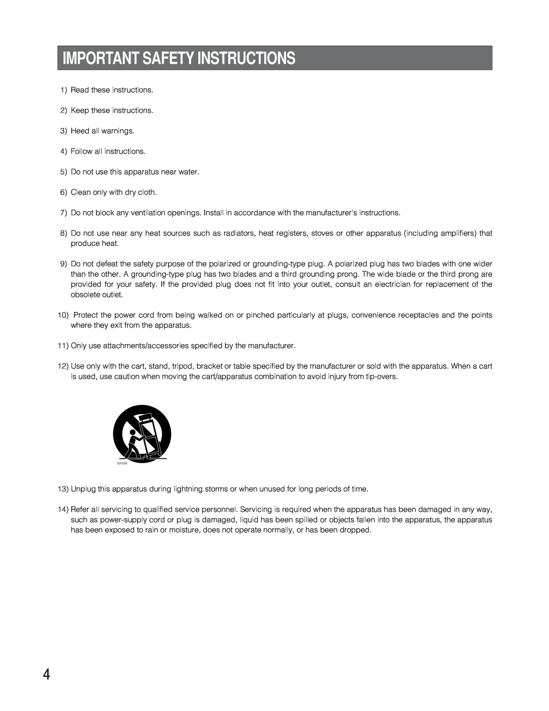 Panasonic WR-XS3P operating instructions Important Safety Instructions 