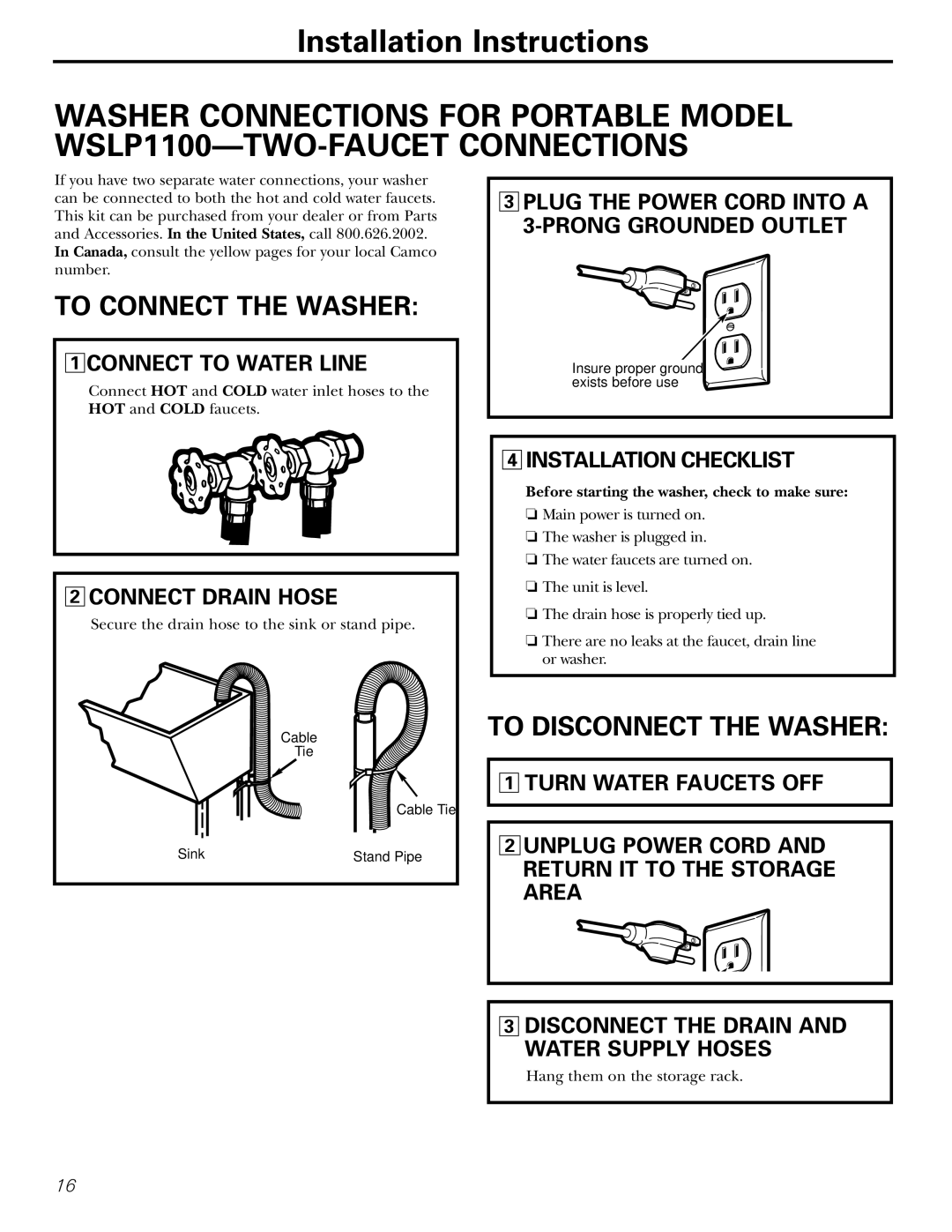 Panasonic WSLS1100, WSLP1100, WSLM1100 owner manual Secure the drain hose to the sink or stand pipe 